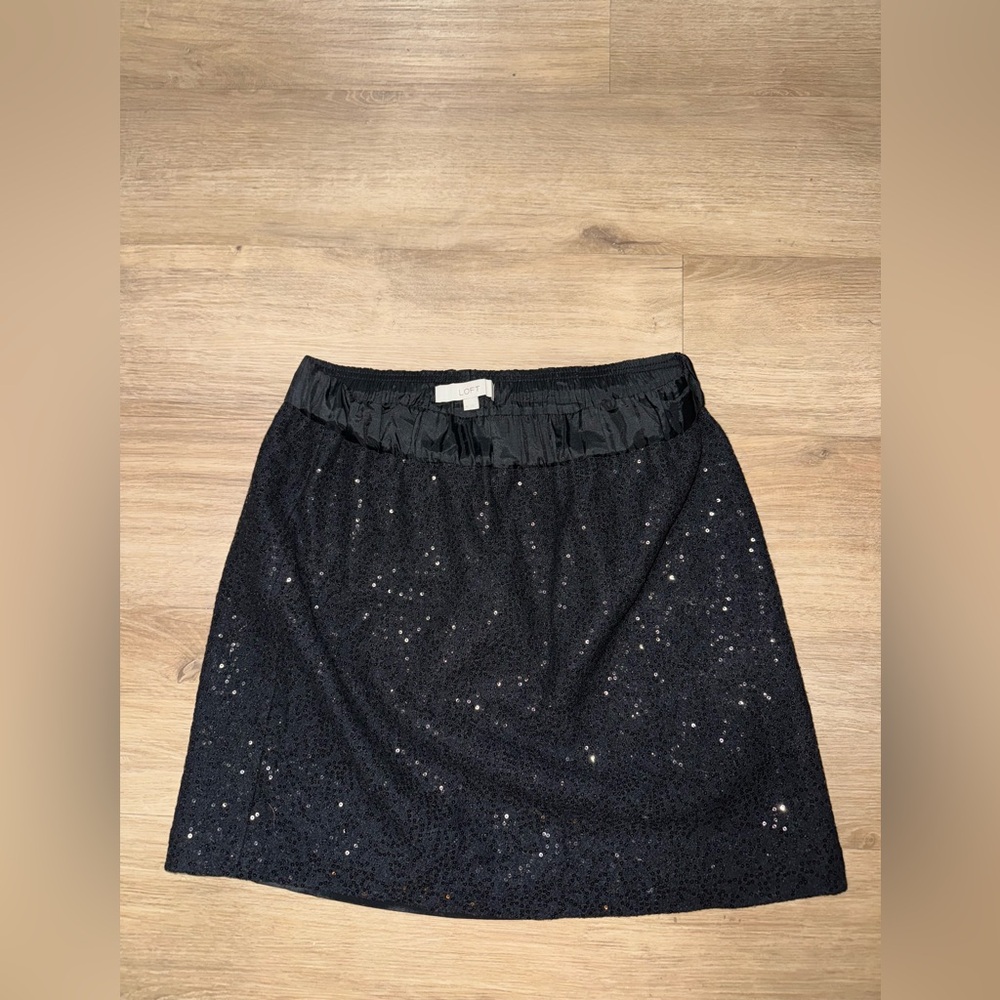 LOFT Black Sequin Mini Skirt